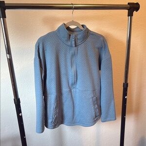 Eddie Bauer Blue Half Zip Quilted Pulllver Colony Blended